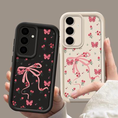 Pink Bowknots Flower Case For Samsung Galaxy A56 A36 A26 A16 5G A55 A35 A15 A54 A34 S20 FE S21 S22 Plus S23 S24 S25 Ultra Capa