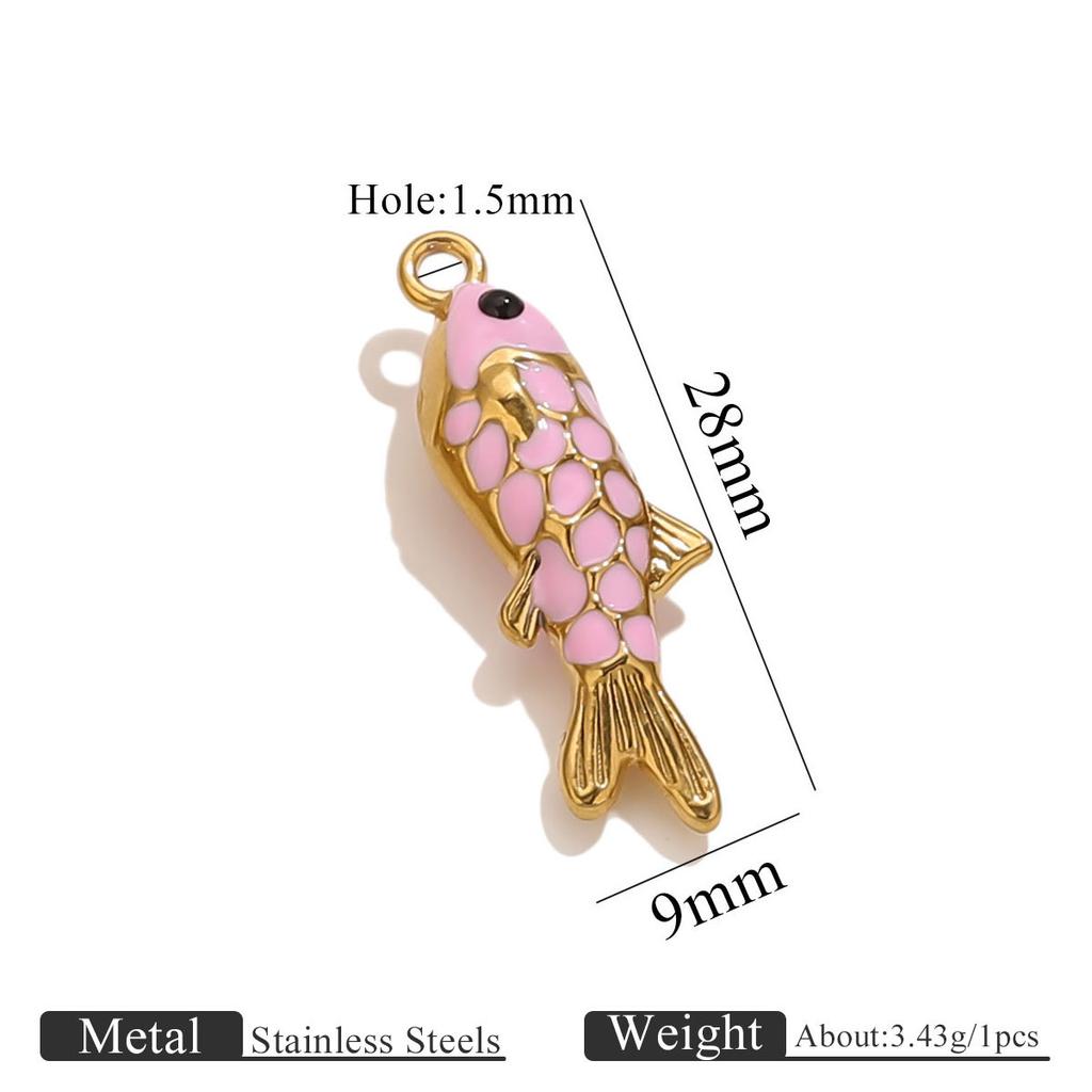 Yori Colored Oil Dripping Carp DIY Pendant Stainless Steel Jewelry Accessories Pendant Necklace Bracelet Accessories