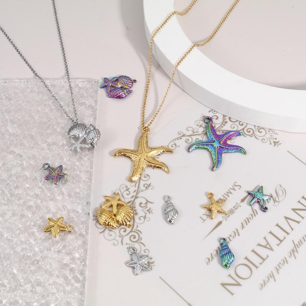 2PCs Stainless Steel Pendants Multicolor Conch/ Sea Snail Shell Charms DIY Necklace Bracelet Women Summer Party Jewelry Findings