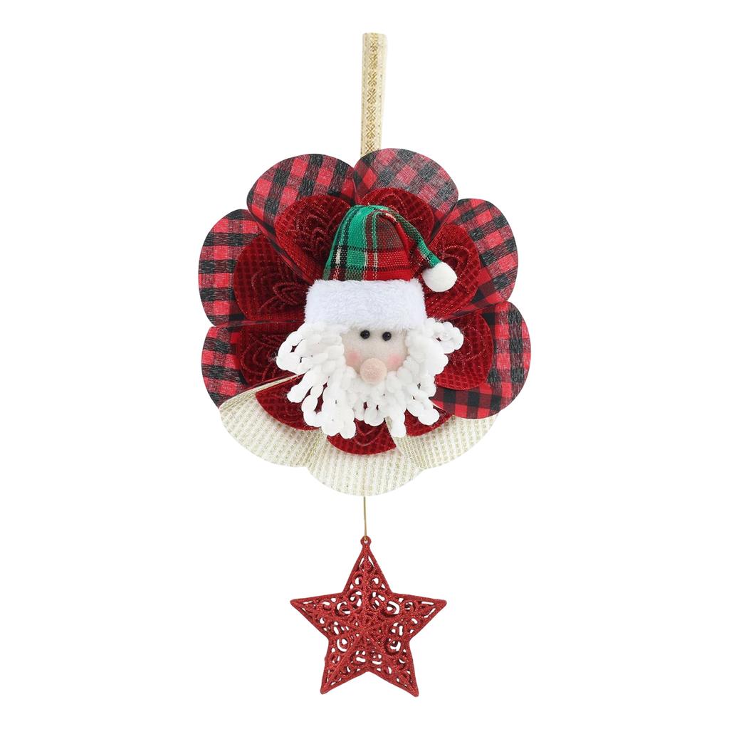 Christmas Wreath with Star Pendant for Door Window and Tree Decoration