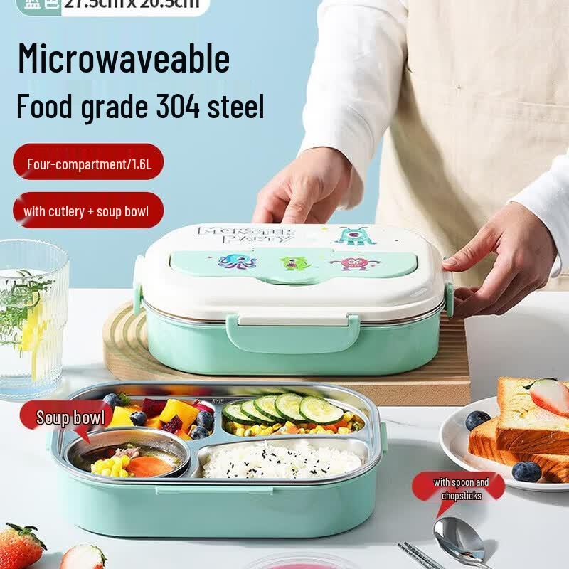 

MAXCOOK 304 Stainless Steel 4-Compartment Lunch Box