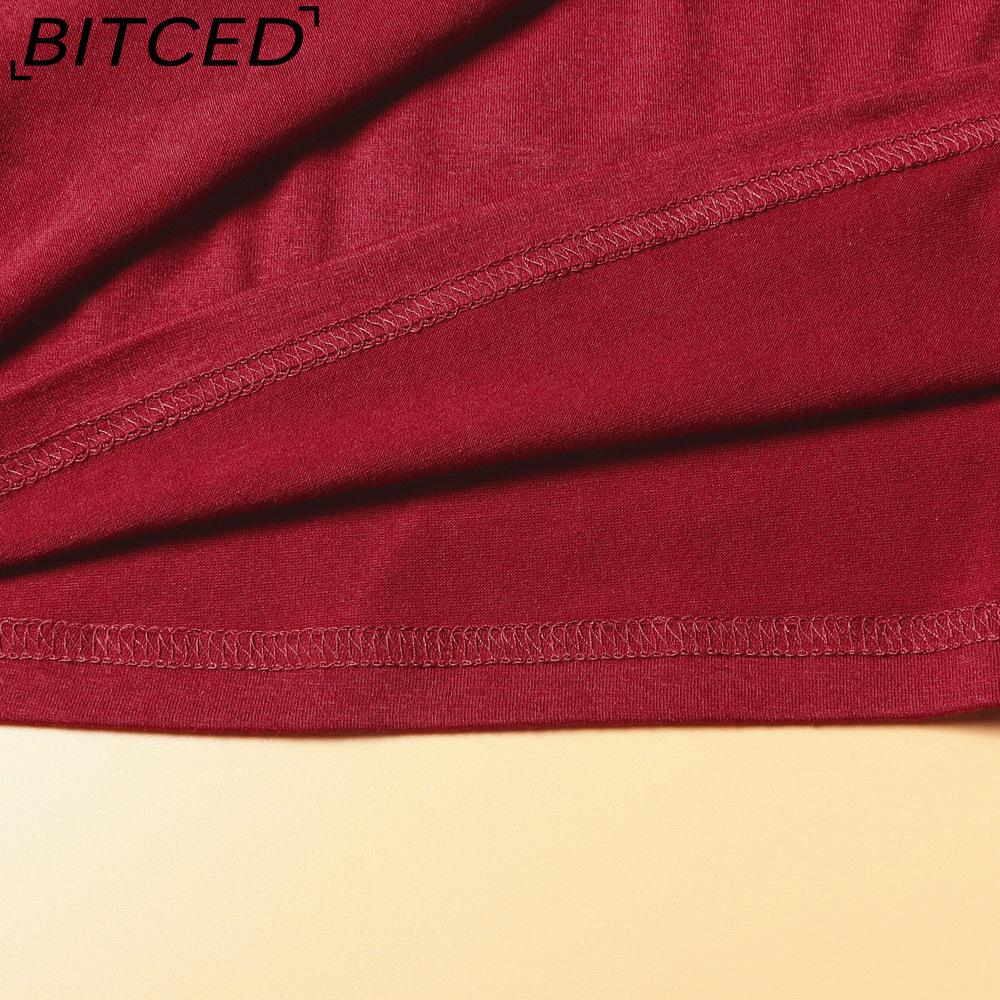 BITCED Plus Size Solid Color Casual Resort Dress Tie-Detail Resort V-Neck Midi Dress