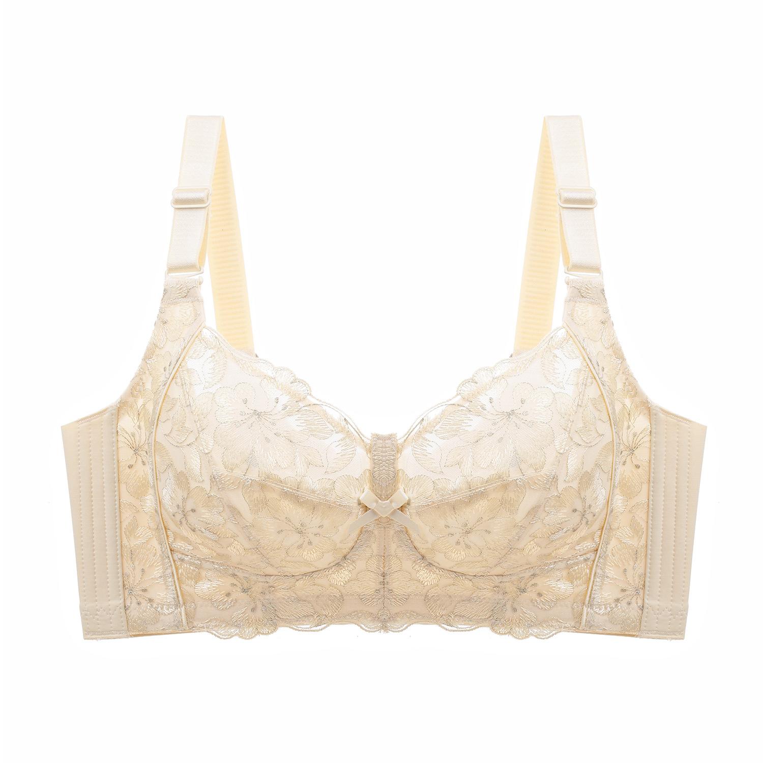 

Регулируемое нижнее белье больших размеров для женщин, тонкий кружевной бюстгальтер, бюстгальтер против провисания без косточек, бюстгальтер пуш-ап 42/95E бежевый