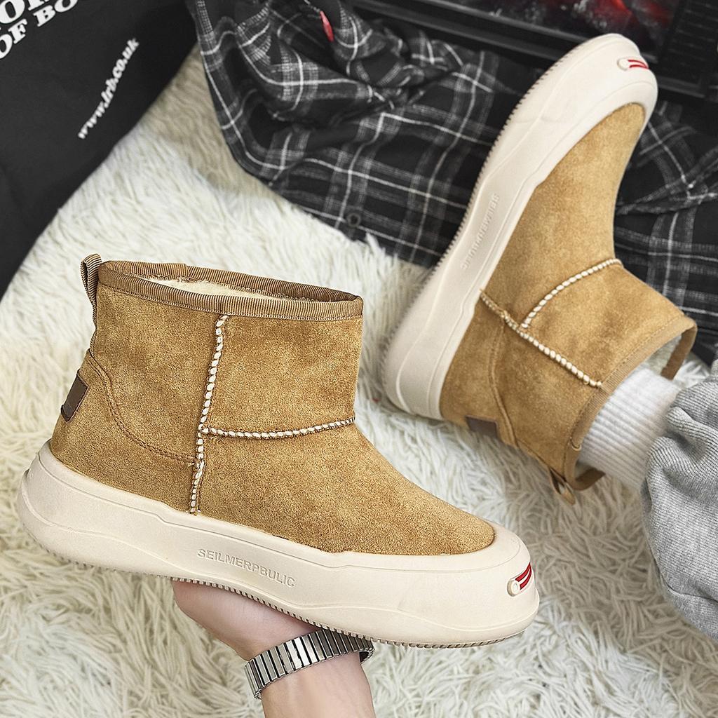 Fashion Fashion Versatile Ankle Boot 2024 New Warm Cotton Shoes Comfort Non Slip Men Shoes High Top Casual Leather Boots Men Casual Shoe