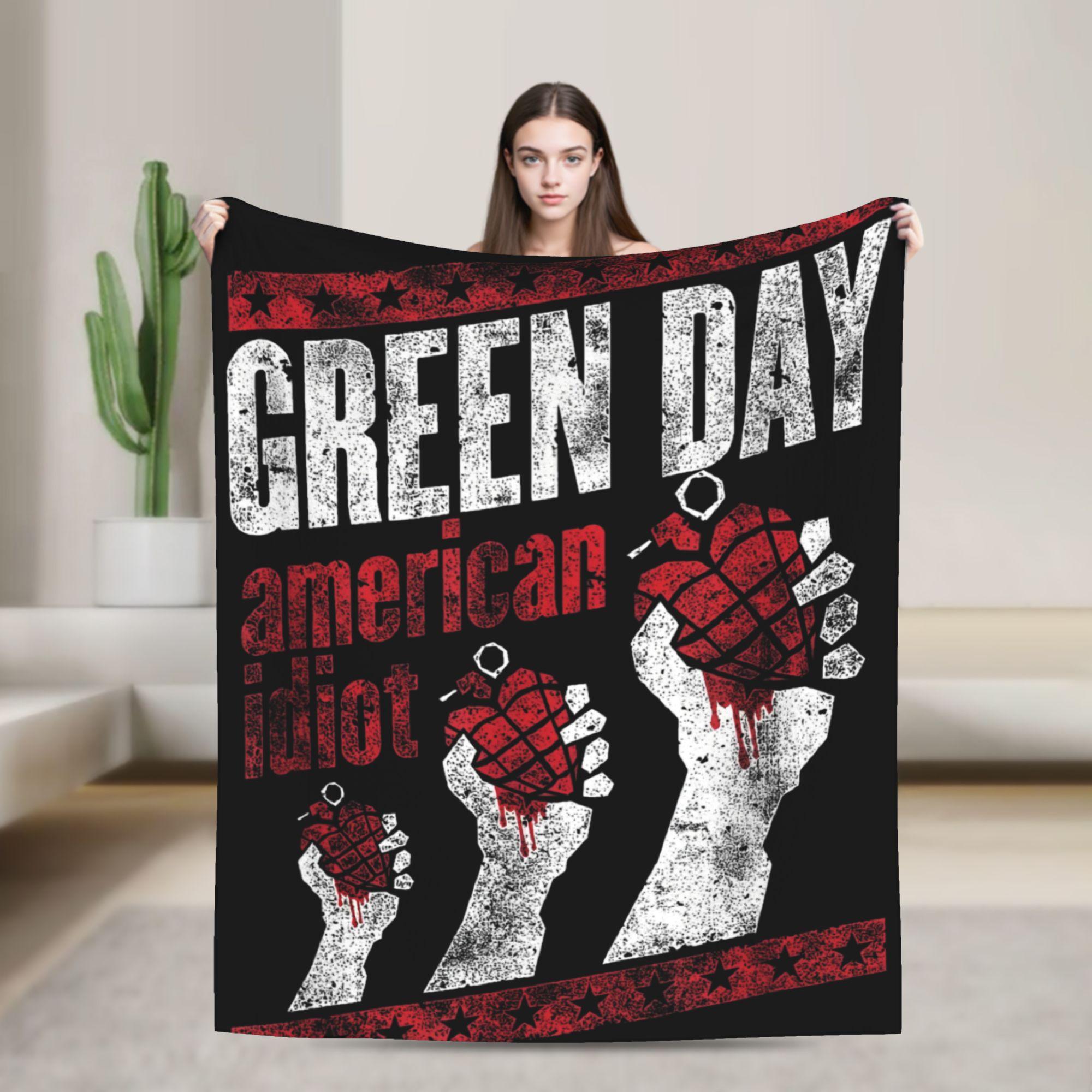 Green Days Punk Decke American Idiot Album Flanell Großartige Atmungsaktive Überwurfdecken für die Heimdekoration Size: 75*100cm, Weight: 230 GSM