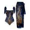 Maiô feminino plus size biquíni vintage colorblock abstrato floral estampa monokini biquíni maiôs conjunto tankini de duas peças