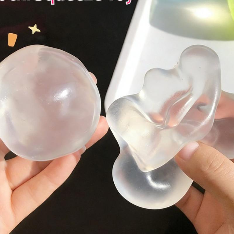 Transparent Mochi Squishy Decor Slow Rising Tpr Fidget Squeeze Prop With Coconut Oil Texture Super Soft Comfort For Kids Adults