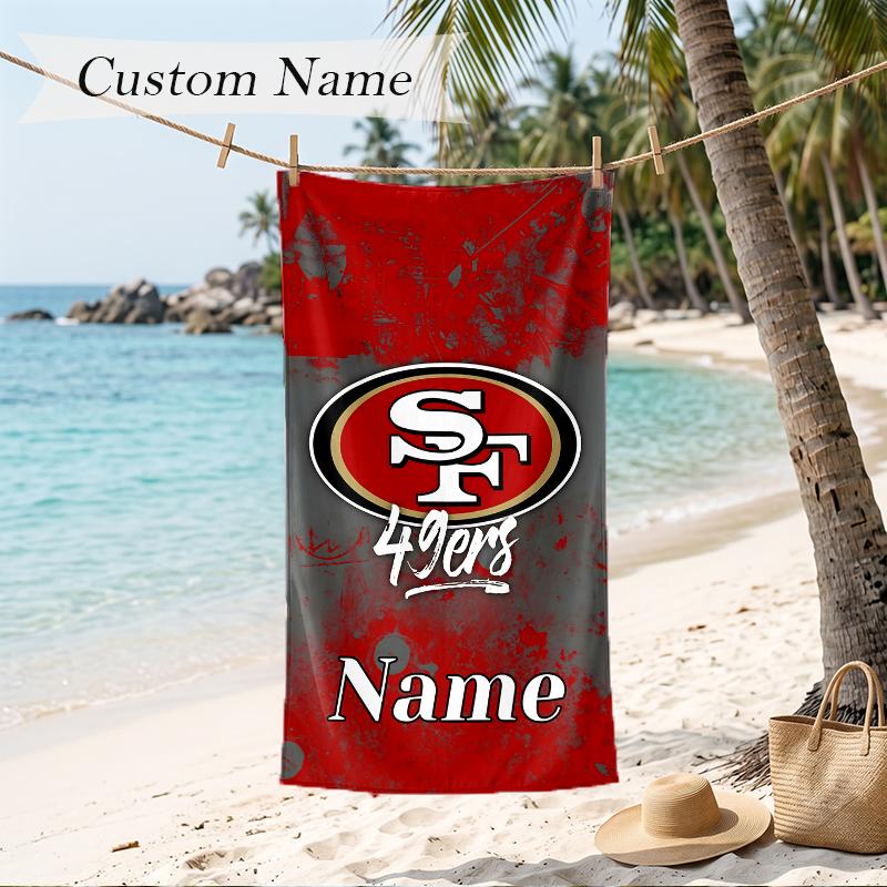 San Francisco 49ers Custom Name Printed Beach Towel Personalized Soft Towel For Swimming Beach Travel