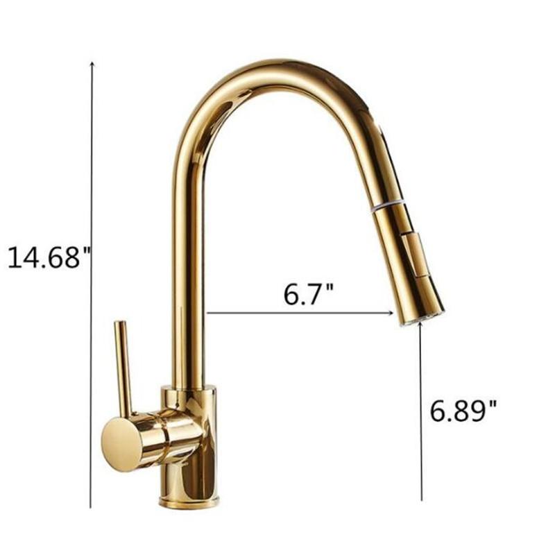 Chrom/Gold/Nickel Küchenarmaturen Silber Einhebelmischer Ausziehbarer Küchenhahn Einloch Drehbarer Wassermischhahn Mischbatterie