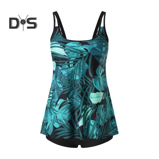 2-teiliges Tankini-Set mit abnehmbarem Brustpolster und verstellbaren Schultergurten, Oberteilen und elastischer Taille, bedrucktem Badehosen-Set, Strandmode