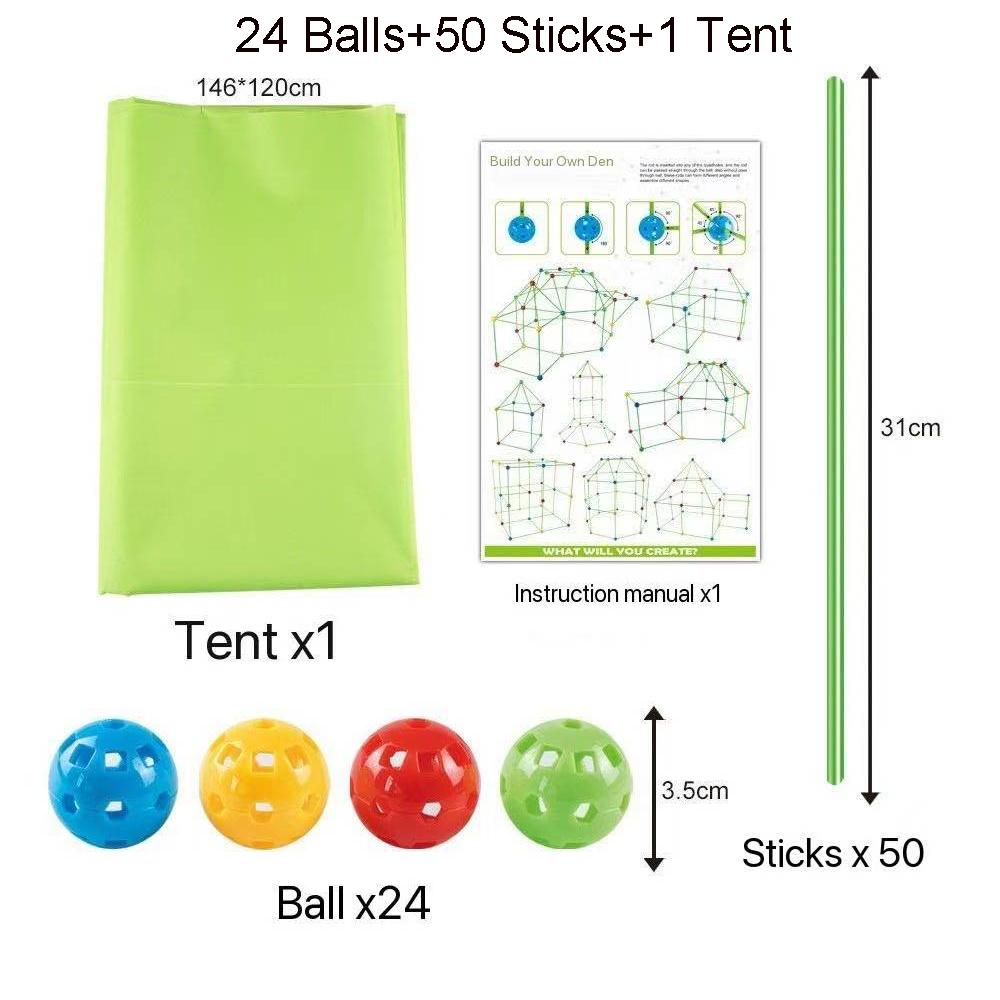 Children Creativity Fort Construction Bricks Indoor Tent Brick Set DO IT YOURSELF Learning Construction Castle Assembled Playthings Ball Games Toy