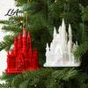 Unique Christmas Gift Decorations Castle Ornament, 3D Electroplating Tree Hanging DIY Holiday Scene Settings Decoration, Electroplated Plastic Pendant