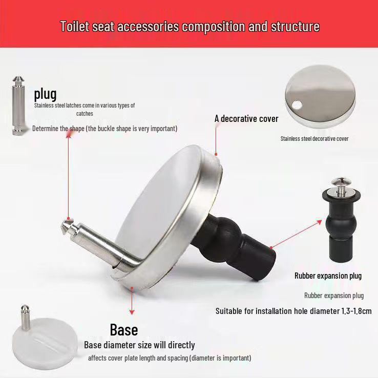 Universal Toilet Seat Screws and Fixing Nuts - Round Bottom-Mount Bolts