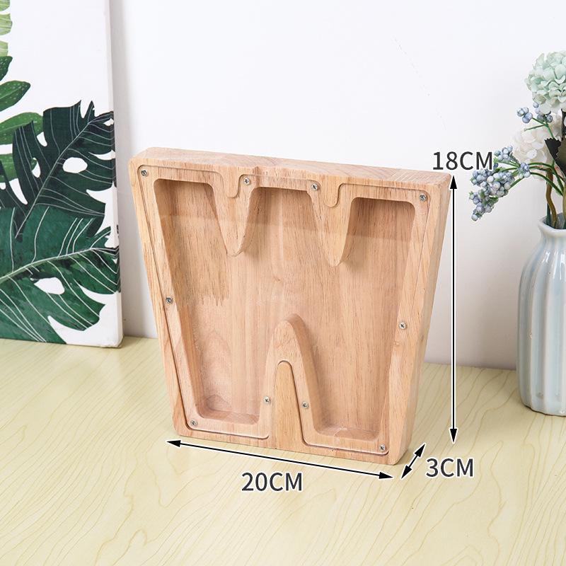 Alphabet Wooden & Acrylic Piggy Bank for Kids - Transparent Animal Design