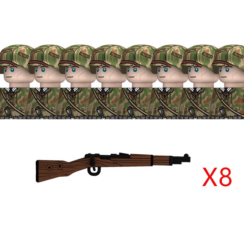 Non-Toxic Ww2 Military German Soldiers Figures Building Blocks 43 Type Swamp Camouflage Army Infantry Helmet Weapons Bricks Toys For Kids