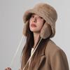 Solid Color Winter Fisherman Hat Anti-cold Plush Bucket Cap Ear Protection Cap  Outdoor