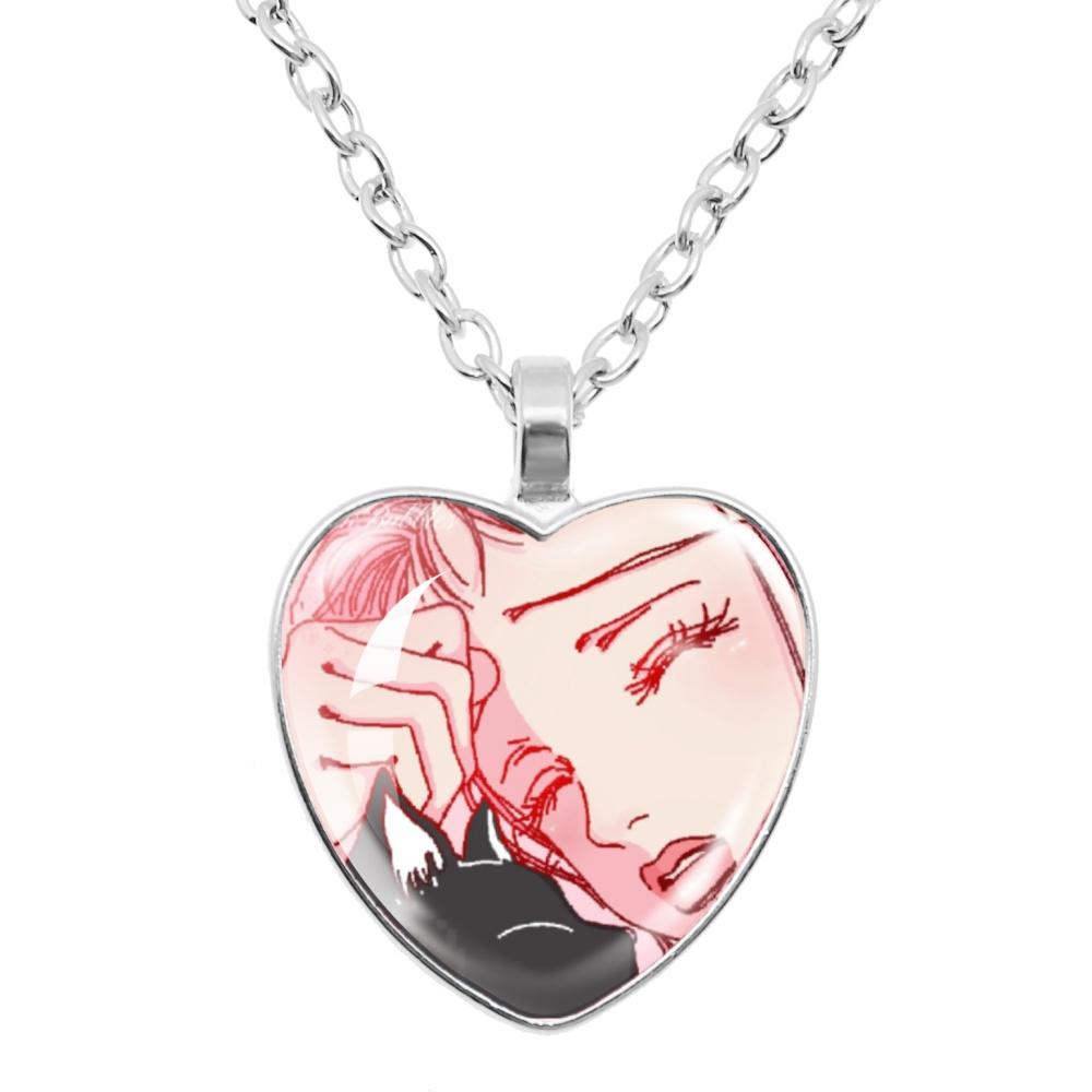 Paradise Kiss Anime Necklace Yukari Hayasaka Miwako Sakurada Glass Heart Shape Pendant Necklace Charm Jewelry Friend Gift
