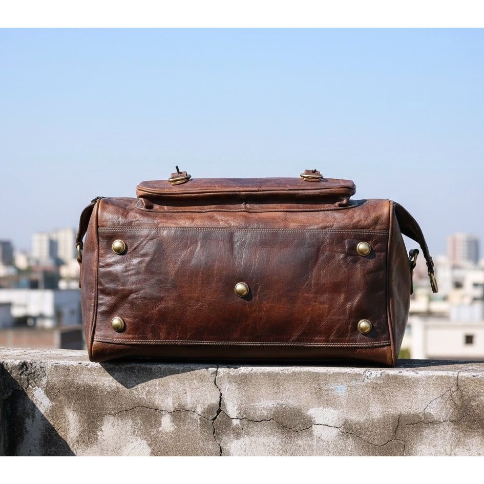 Leather Messenger Travel Luggage Duffel Overnight Weekender Duffel Bag