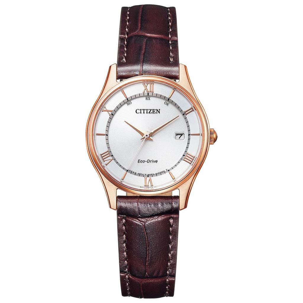 Citizen Collection Watch Available in and Pink Gold Eco-Drive Light-Powered Water-Resistant Radio-Controlled ES0002-06A Women's, Silver, Brown,