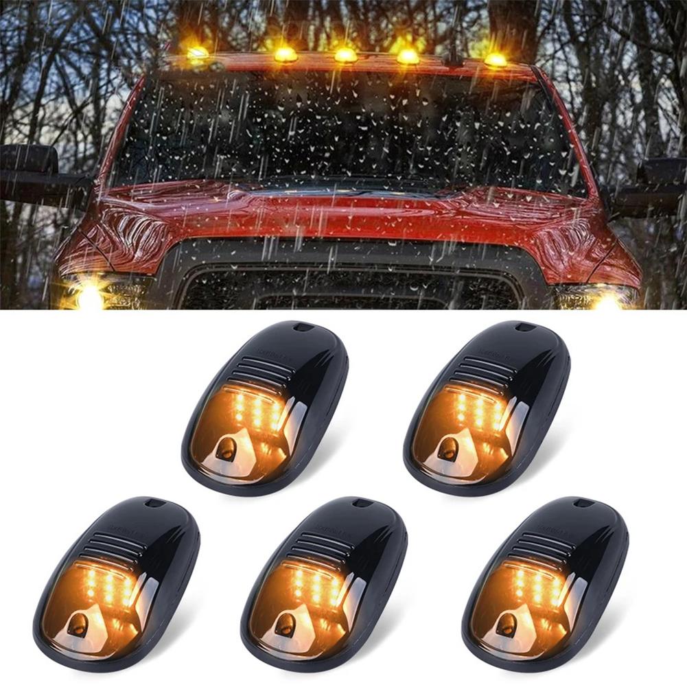 5pcs/set Solar Truck Cab Lights Roof Lights With Vibration Sensor Car Cab Roof Running Marker Lights For Pickup SUV Off Road