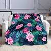 1PC Green Leaves Red Flowers Print Blanket Warm Soft Luxury Gifts for Children Adults Suitable for Home Sofa Bed Travel Camping