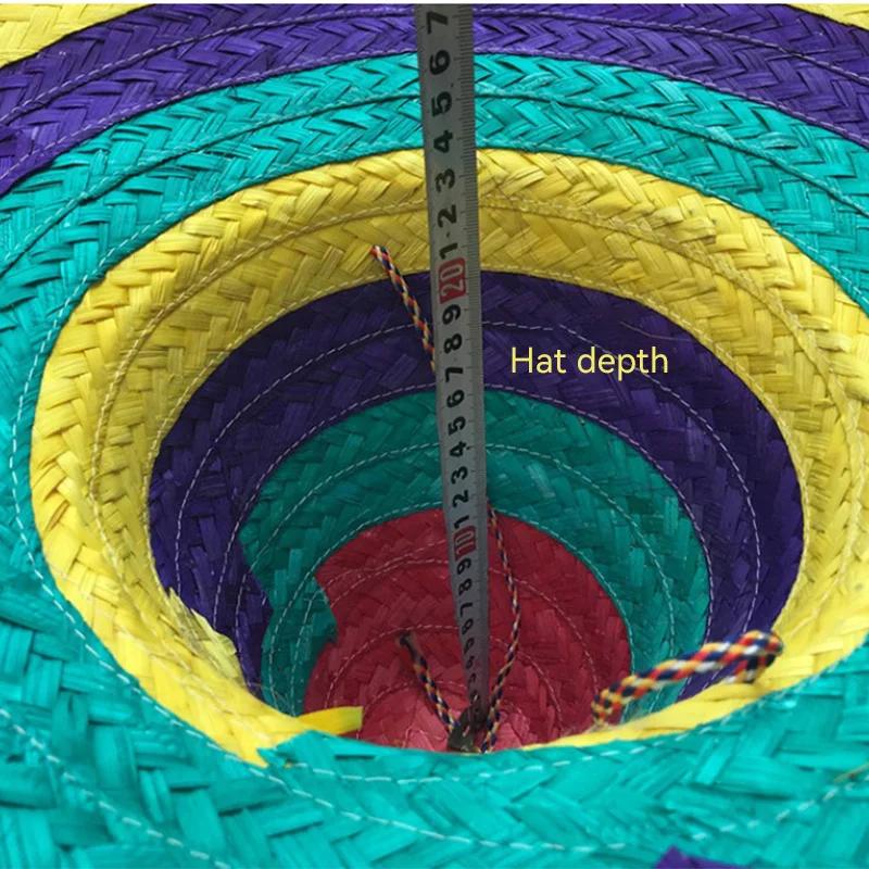 Mexican Sombrero Hat Colorful Felt Fiesta Large Sombrero Hat with Ball Fringe for Fiesta Mexican Theme Party Outfit Accessories