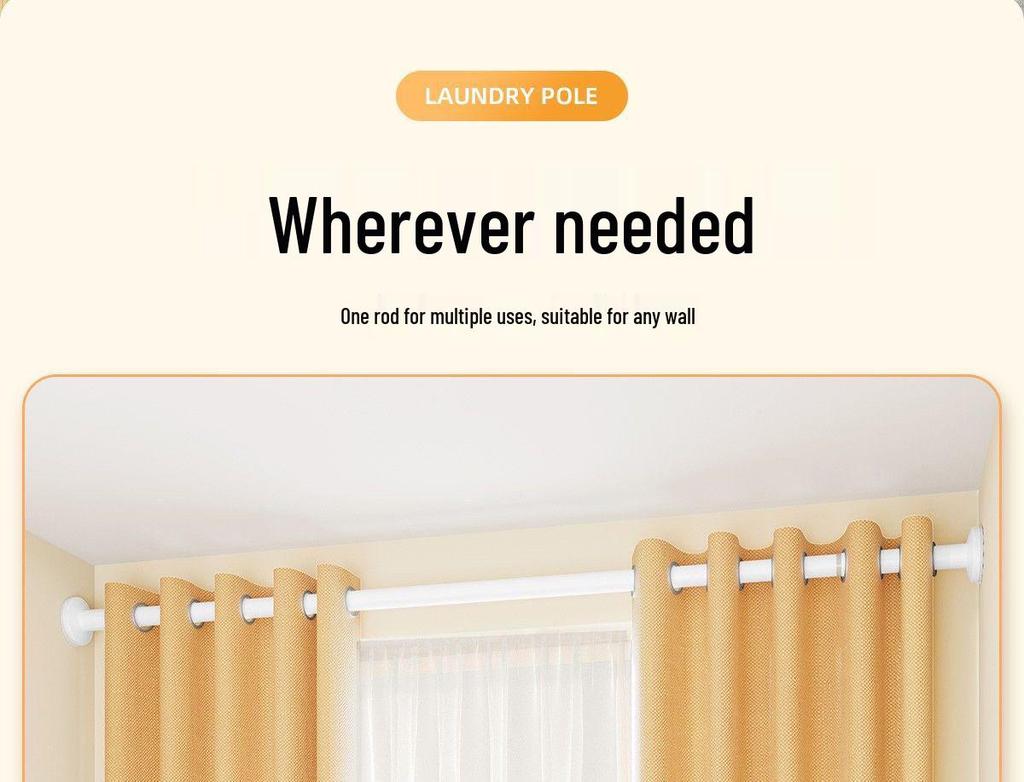 Adjustable No-Punch Telescopic Shower Curtain Rod