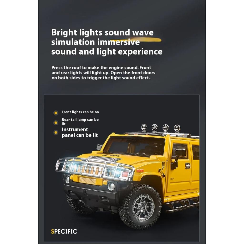 1/18 HUMMER H2 Highway 61 Off Road SUV Alloy Metal Diecast Model Car Home Trendy Desktop Display Ornament Birthday Gifts Present