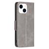 For iPhone 15 Phone Stand Cover Solid Color Fine Textured PU Leather Wallet Anti-Scratch Phone Case