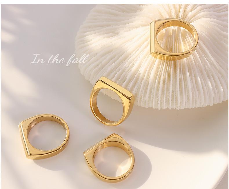 18K Gold-Plated Titanium Steel Geometric Stacking Rings