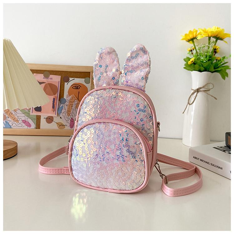 Adorable Pu Kids Backpack With Sequins Fashionable Princess School Bag For Girls