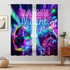 2PCS VR Neon Style Game Night Print Curtain E-sports Headphones Gamepad Print Curtain Rod Pocket 3D E-sports Style Decor Drapes