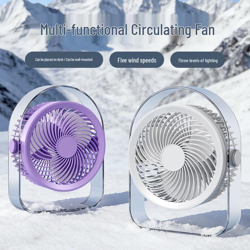 Portable Desktop Mini Fan with Multifunctional Light - Rechargeable and Powerful for Dorms and Desks