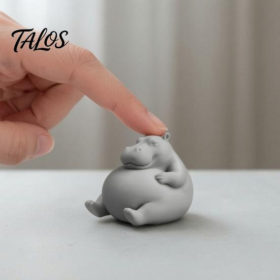 Small Gifts for Animal Lovers 3D Printed Chubby Hippo Figurine, Lazy Hippopotamus Statue, Cute Decorative Figures Desk Ornament Home Office