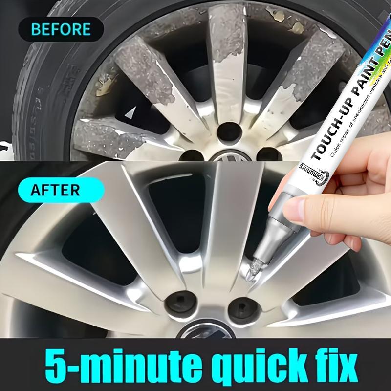 Universal Alloy Wheel Repair Kit for Silver Car Rims, Scratch and Curb Damage Repair Set with Paint Pen, Filler and Polish