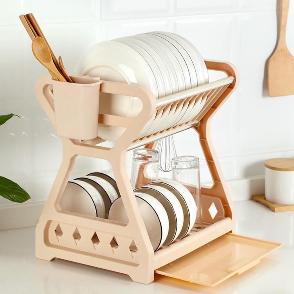 Dish Drying Rack Multilayer Versatile Countertop Plate Bowl Rack Cutlery Holder for Kitchen Countertop Cabinet