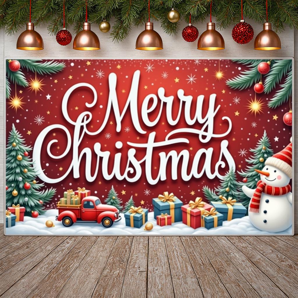 Christmas Party Banner Holiday Print Winter Holiday Banner Xmas Celebration Background Star Decorations Xmas Event Display