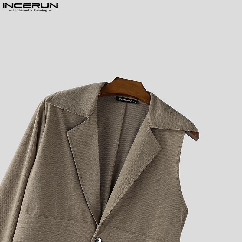 INCERUN Men Lapel One Sleeve Buttons Up Irregular Gothic Long Cardigan Vest