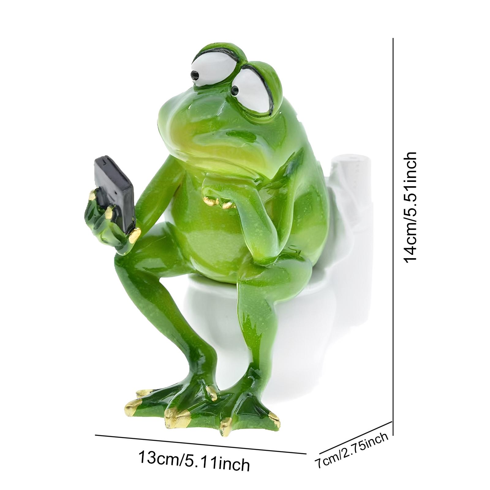 

1 шт. Полимерная фигурка лягушки, забавная лягушка, сидящая на унитазе, милая лягушка, настольное украшение для спальни, патио, сада, ванной комнаты
