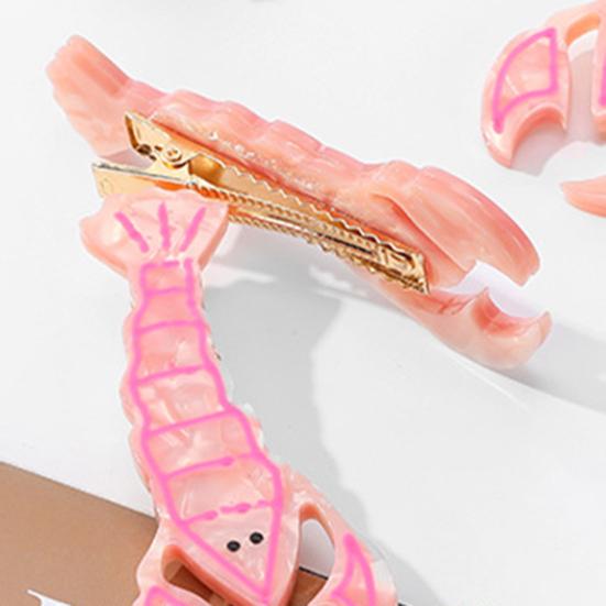 Pink Lobster Hair Clips Non-Slip Side Hair Clamp Acetate Crayfish Decorative Hairpin Women Girls Hair Accessories