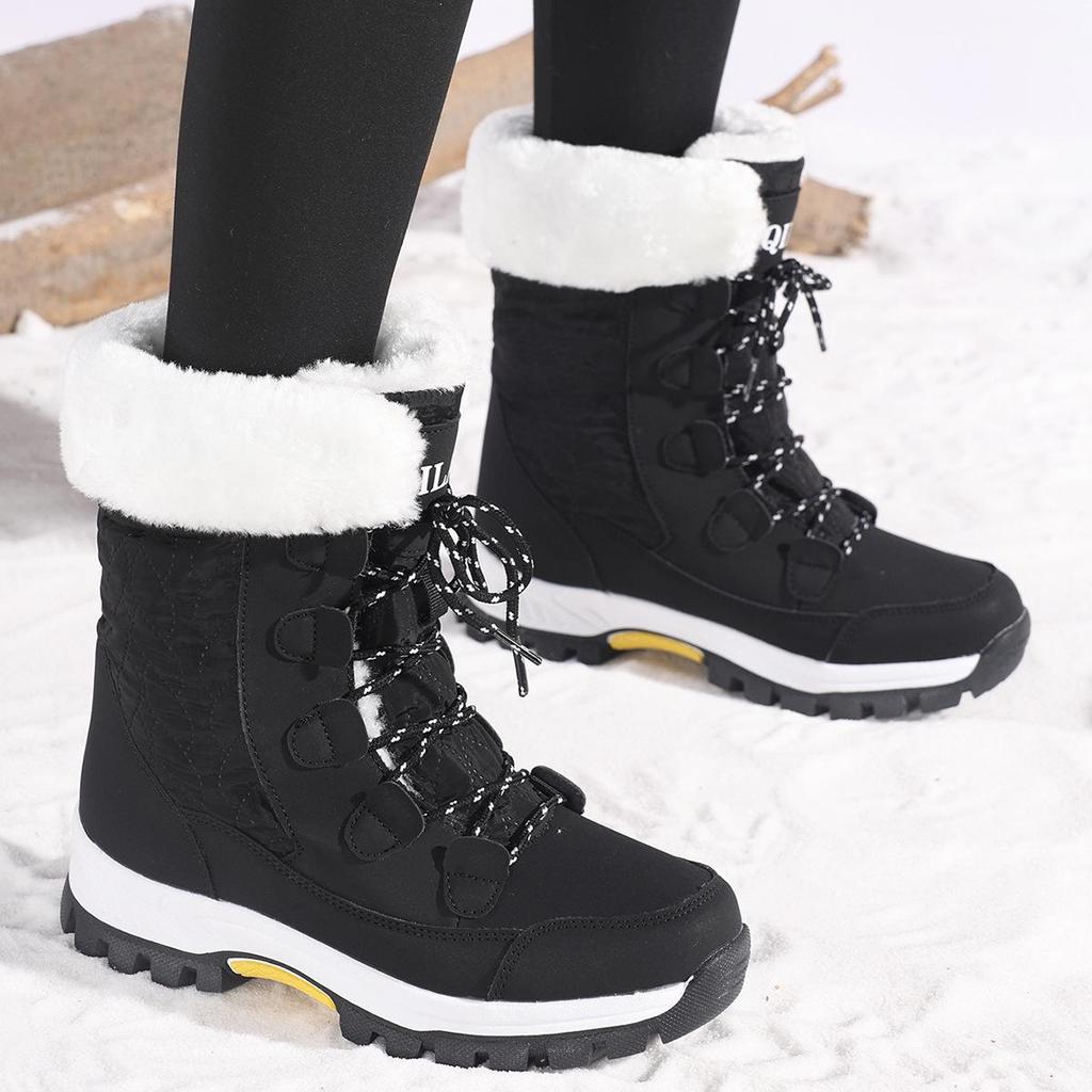 Women's Plus Size High-Top Snow Boots - Warm, Outdoor Hiking & Ski Boots with Velvet Lining