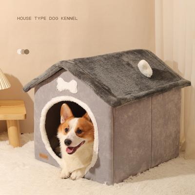 Pet Gri Ev Köpek Kulübesi Köpek Yatağı Söküp Yıkanabilir Pet Kulübesi Dört Mevsim Evrensel Kedi Kulübesi Çadır Köpek Evi Köpek Yatağı