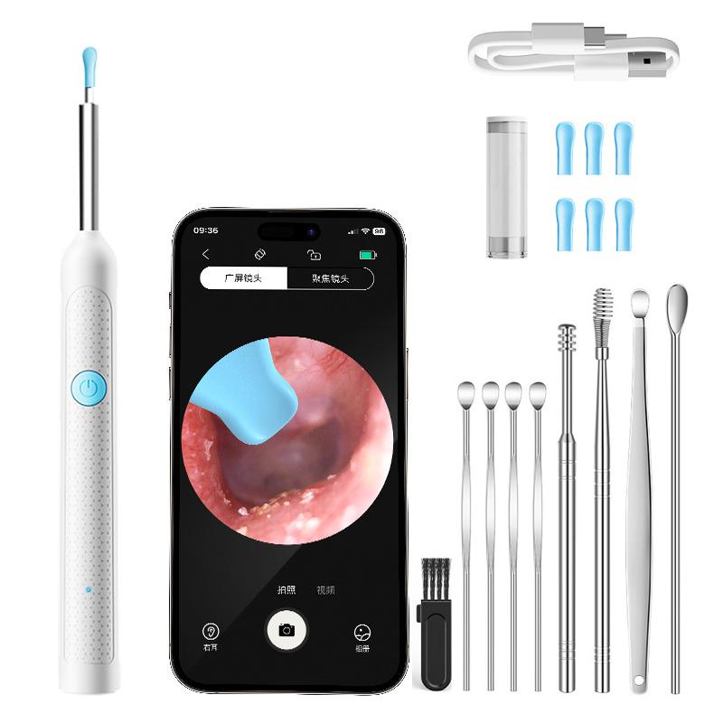 Wireless WiFi Ear Camera Otoscope with Light - HD Visual Ear Cleaning Kit, Smart Earwax Removal Tool with App Monitoring