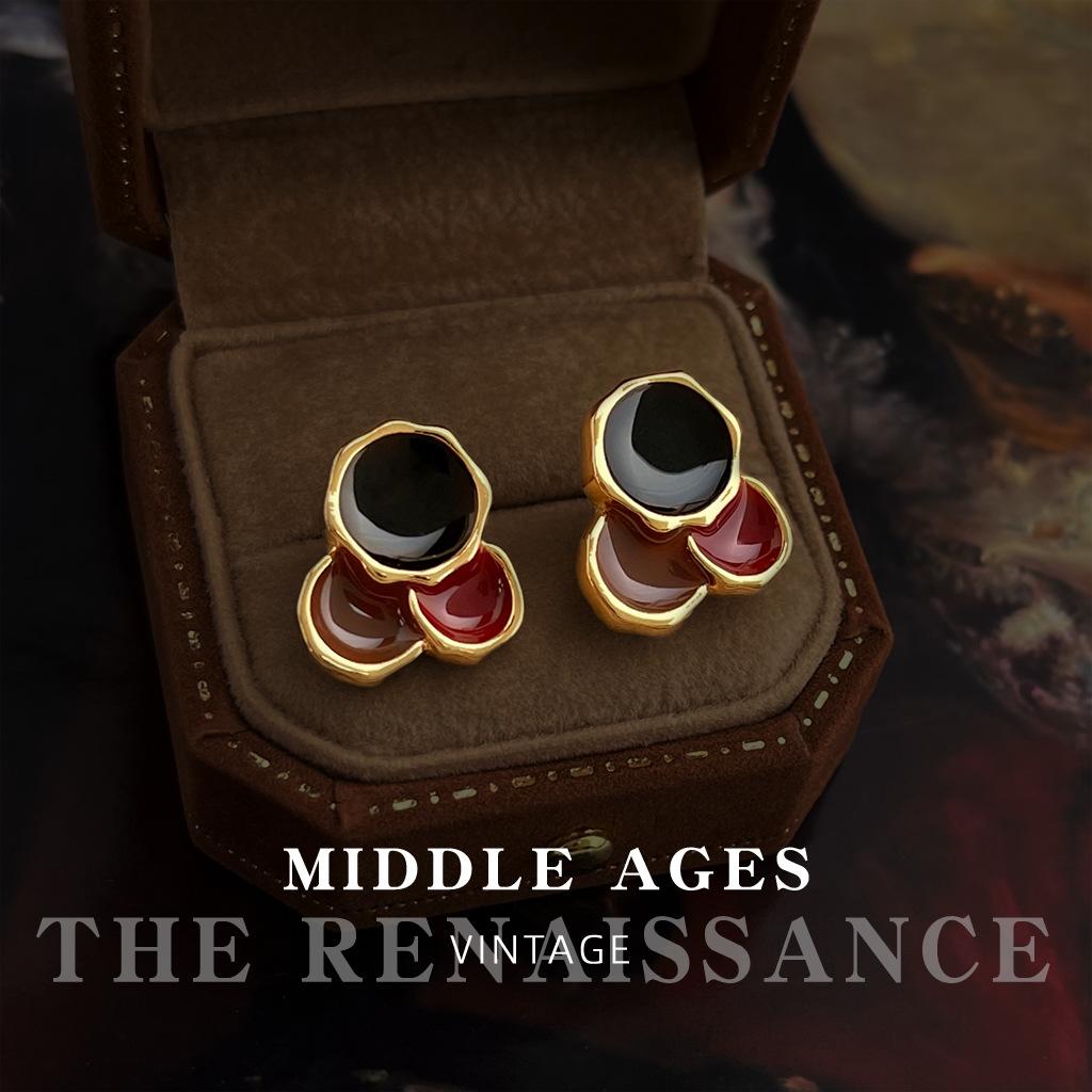 Эмалевые серьги-пусеты с контрастной глазурью, нишевые геометрические модные серьги простого стиля