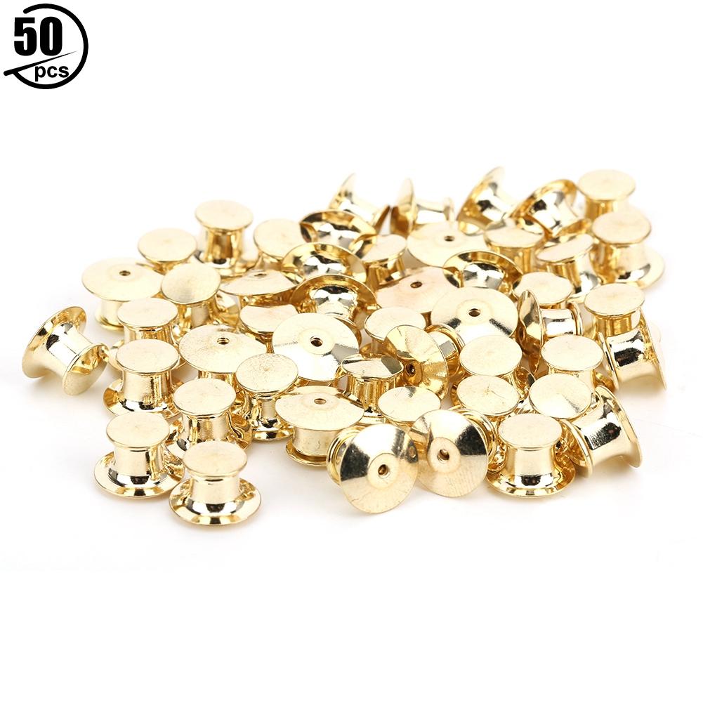 50pcs Brooch Pin Backs Bag Locking Fastener Flat Hat Name   Book Pin   7 x 10mm