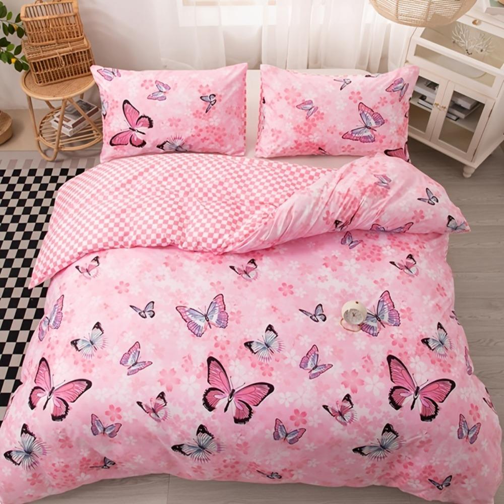 

Comforter 3Pcs Pink Bedding Set Butterfly 3D Print Cozy King Queen Twin Single Size Birthday Gift For Girls Bedroom Decor Comforter (quilt)-EU Single(135*200cm)3pcs