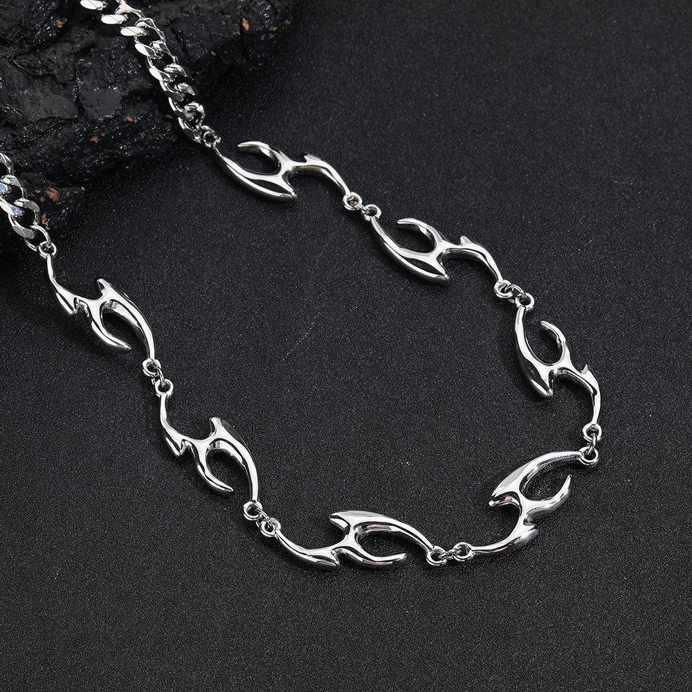 Irregular Shaped Titanium Steel Texture Necklace Street Hong Kong Style Hip Hop Trend Unisex Niche High-end Collarbone Choker