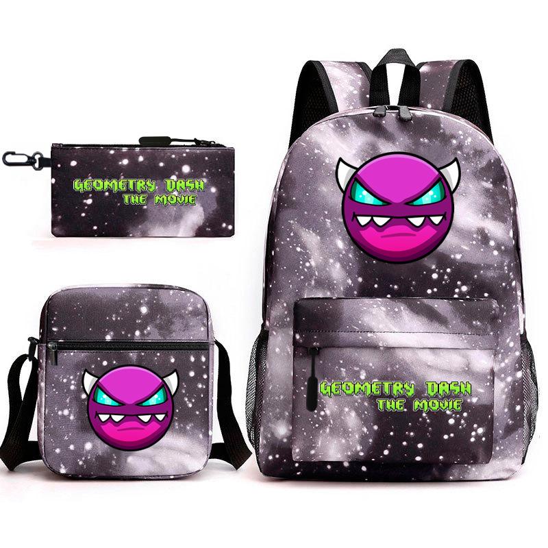 Geometry sprint game backpack geometry dash heat transfer backpack elementary school bag leisure bag