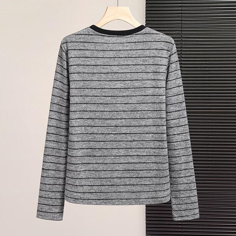 Women's Color-Block Striped Round Neck Long Sleeve T-Shirt