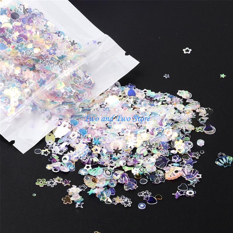 HX6F Resin Mold Filling Filler Art Stickers Decors Mixed PET Glitter Sequins Art Supplies Jewelry Making Materials